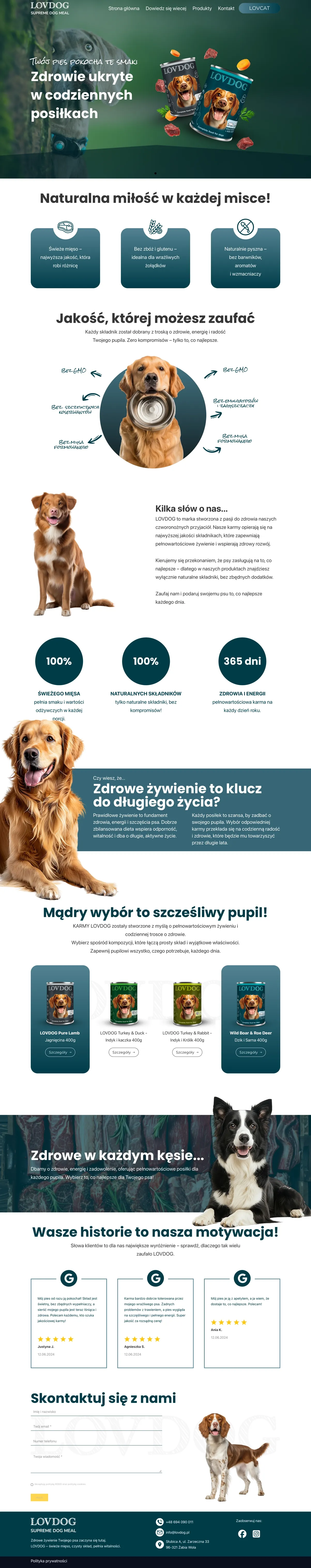 Strona dla branży Pet Care - zoologicznej